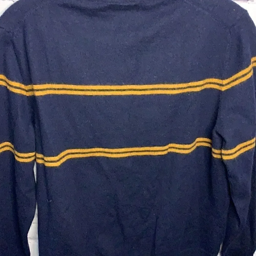 Club Room Navy and Gold Striped Thin Sweater - L